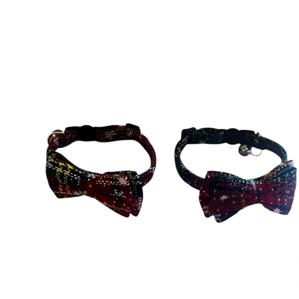 JoyTale Christmas Bow Tie Break Away Cat Collars with Bells